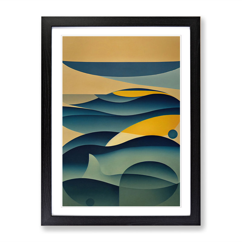 FRM-V0523-1636X Ocean Suprematism - Picture Frame Print, Black, 34cm H x 25cm W x 2cm D