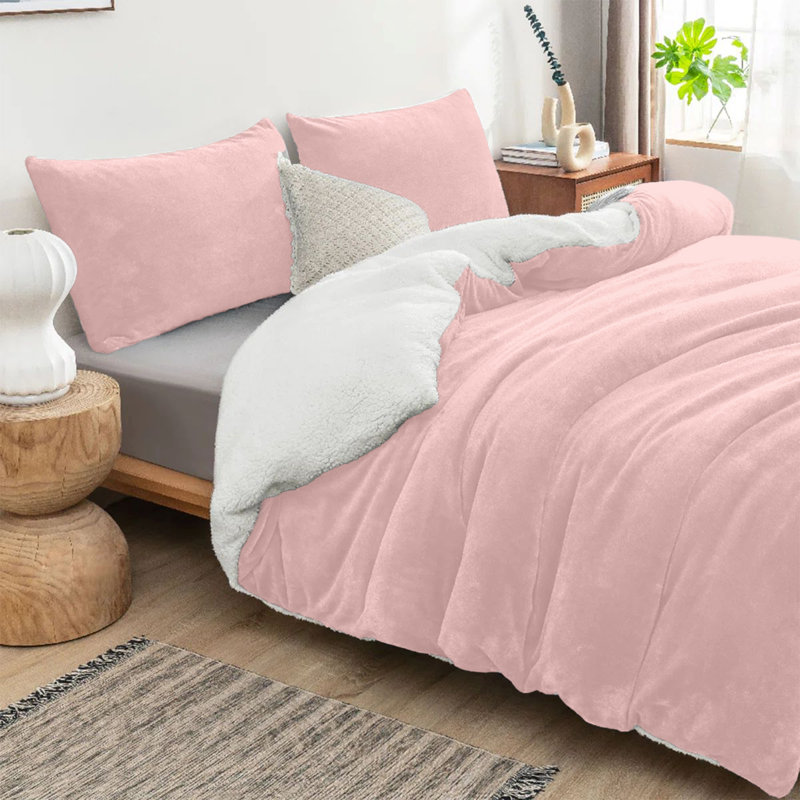 Joyan Extra Soft Sherpa Fleece Dual Sided Blanket, Double, Pink