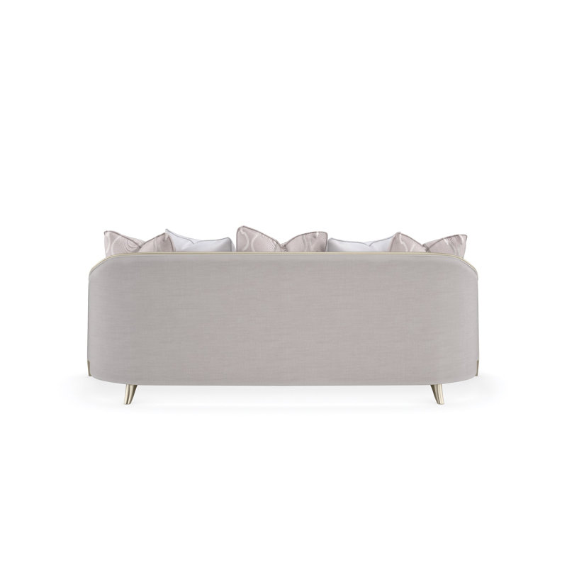 Elegant Slate Gray Transitional Sofa with Silver Shadow Frame