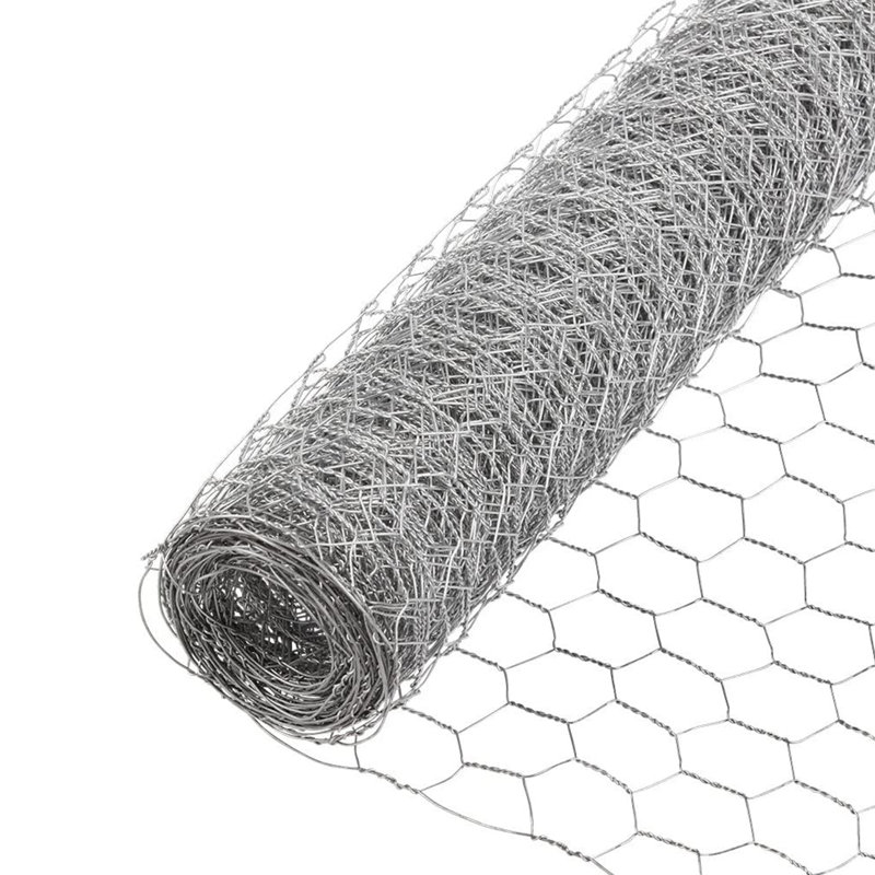 Filet hexagonal galvanisé de calibre 20 avec filet de 2 pouces, H 17,19 po x l 18,11 po x P 7,48 po, Argent