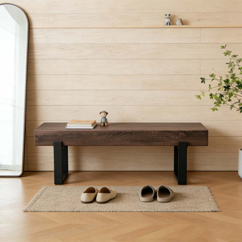 59" Dining Bench, Black + Dark Walnut