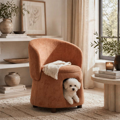 Pet Friendly Chair with Hidden Nook,Convertible Stool,and Storage