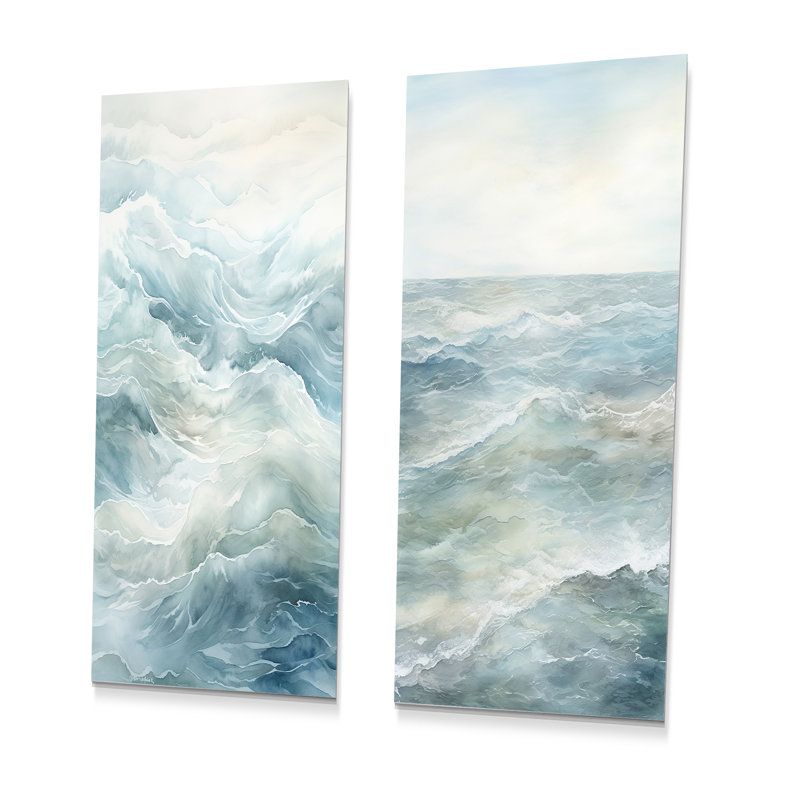 Charme de vagues océaniques - ensemble de 2 impressions océaniques en métal, H 28 po x l 24 po
