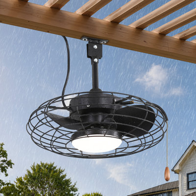  Cissline 18" Modern Wet Plug-in Outdoor Ceiling Fan with Light and Remote Control for Patio and Gazebo