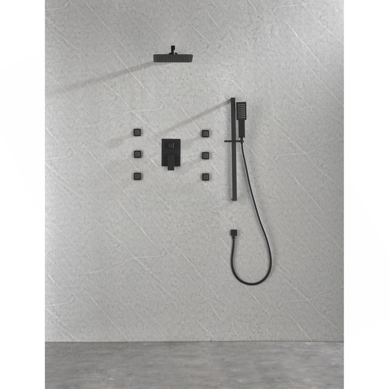 Wall Mounted Shower System With 6 Body Sprays And Hand Shower