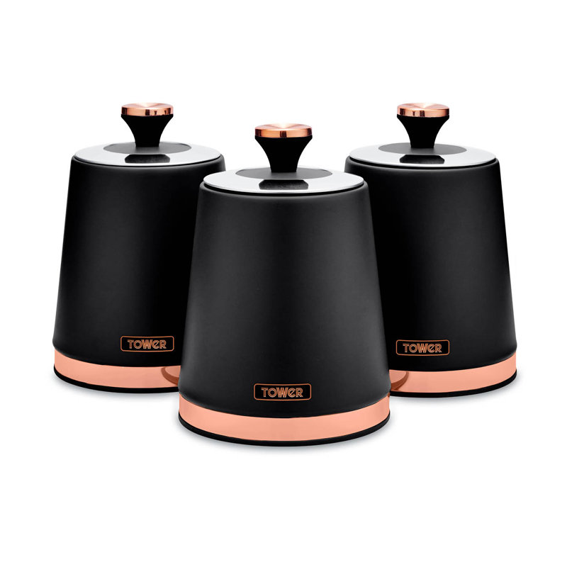 Tower Cavaletto 1.7L Electric Tea Kettle, Black/Rose Gold
