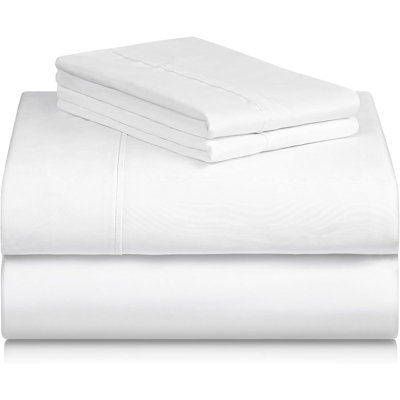 Luxclub 4 PC Snow White King Silky Soft Cooling Extra Deep Pocket Performance Sheet Set