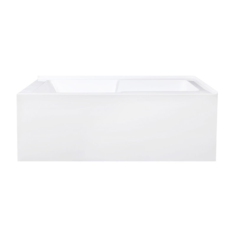 Kingston Brass Aqua Eden 60-Inch Acrylic Rectangular 2-Wall Corner Alcove Tub with Corner Apron, Hand Drain Hole, Right