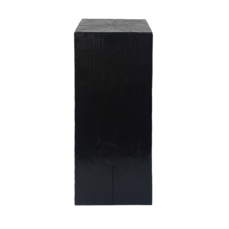 33.75"H End Table, Square-Column Wood-Look Distressed Finish, Black Color Indoor & Outdoor, 33.75" H x 14.5" W x 14.5" D