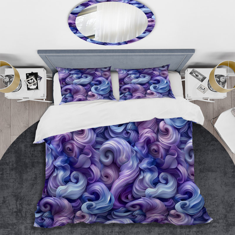Ensemble de housse de couette Lavender Fluid Dreams II - Modern, Housse de couette très grand et 2 très grandes t