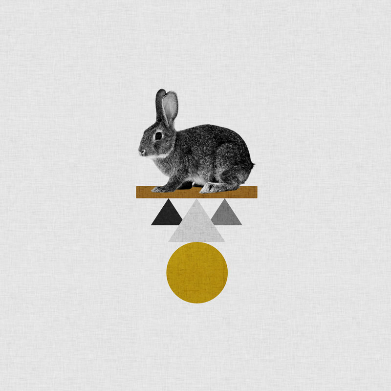 Tribal Rabbit - impression, H 20 po x l 20 po, Silver Single Picture Framed, Non