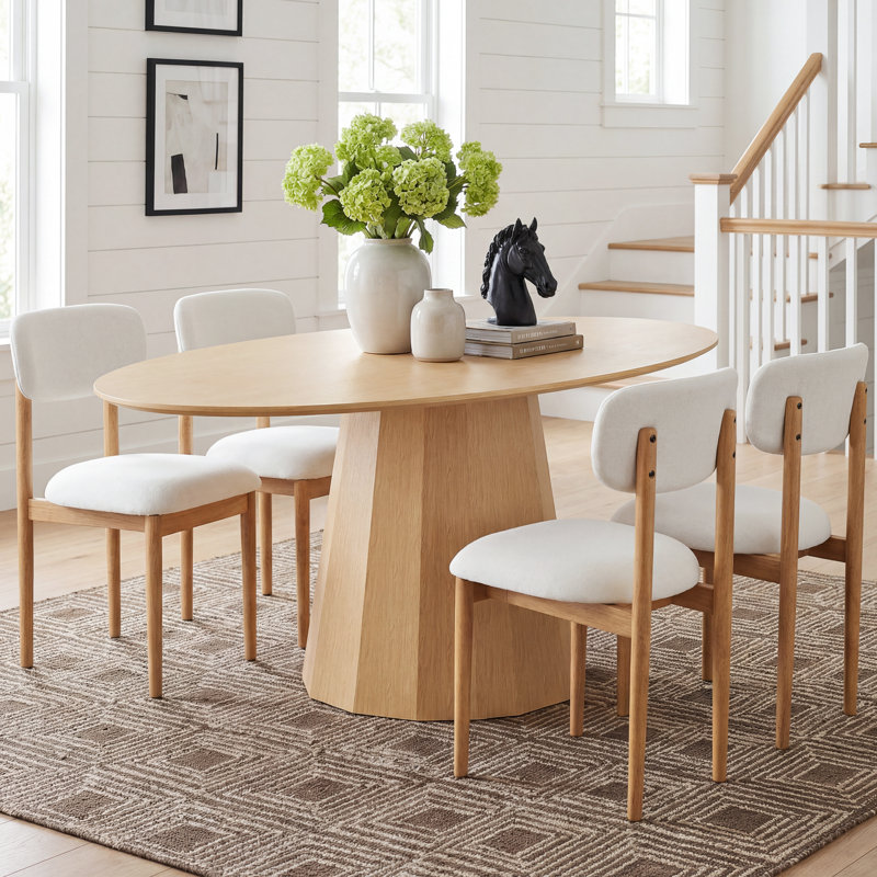 Philomena 4 - Person Solid Wood Oval Dining Table Sets, White