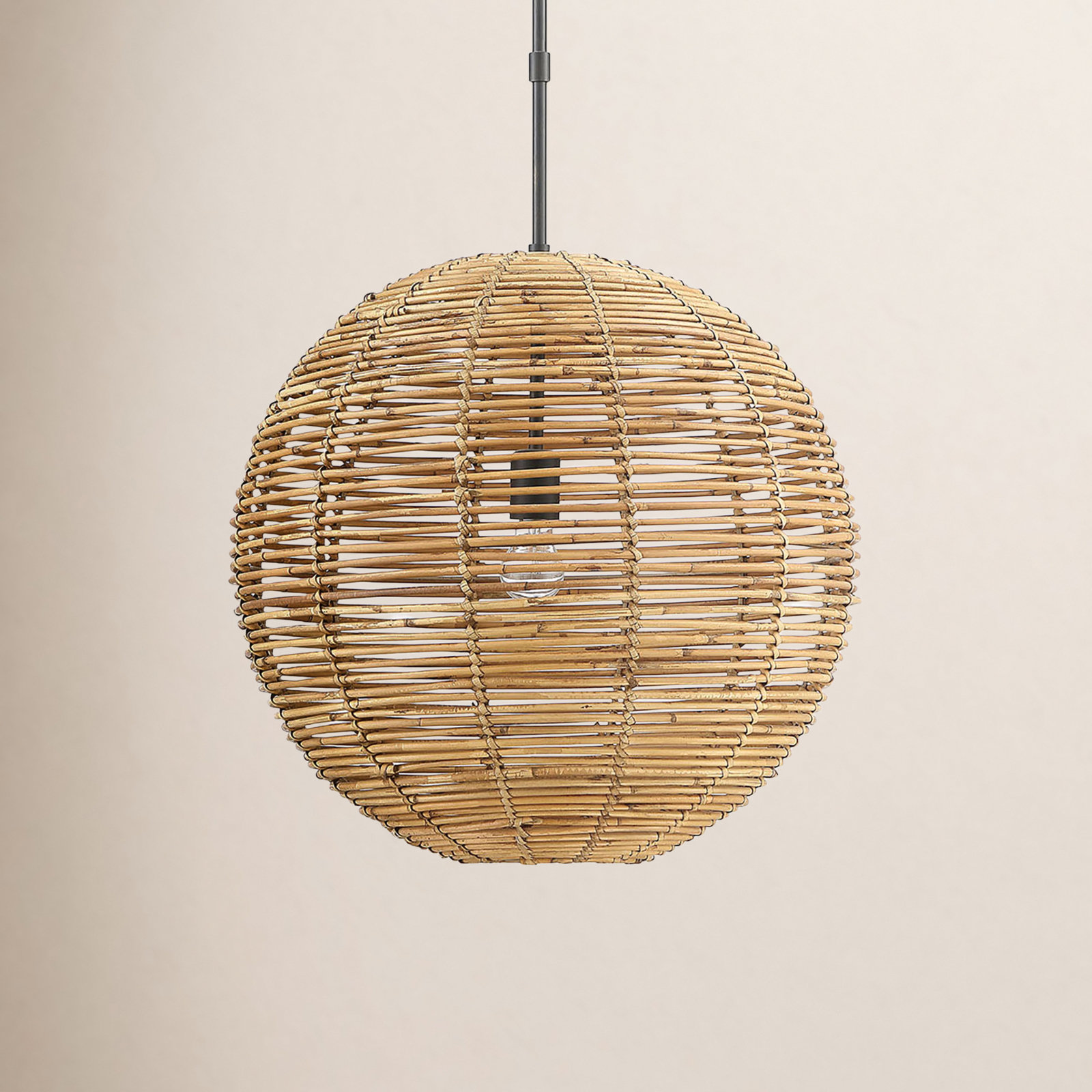 Single Light Rattan Dimmable Pendant