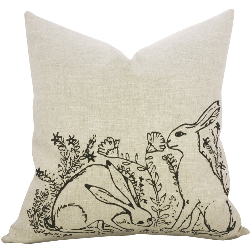 Easter Floral Linen Reversible Throw Pillow