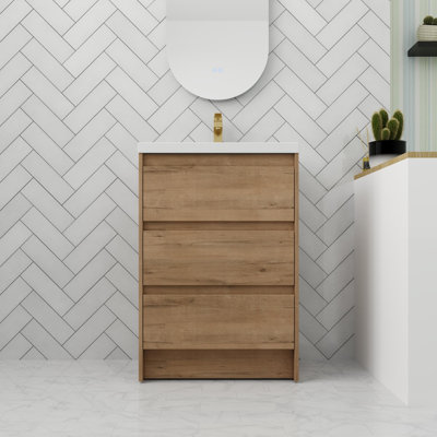 Meuble-lavabo autoportant de 24 po avec tiroirs à fermeture en douceur