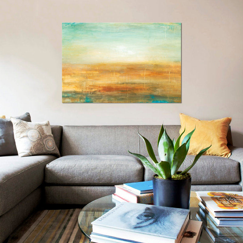 Golden Horizon par Wani Pasion - reproduction d'art sur toile tendue, H 40 po x l 60 po x P 1,5 po, Toile tendue
