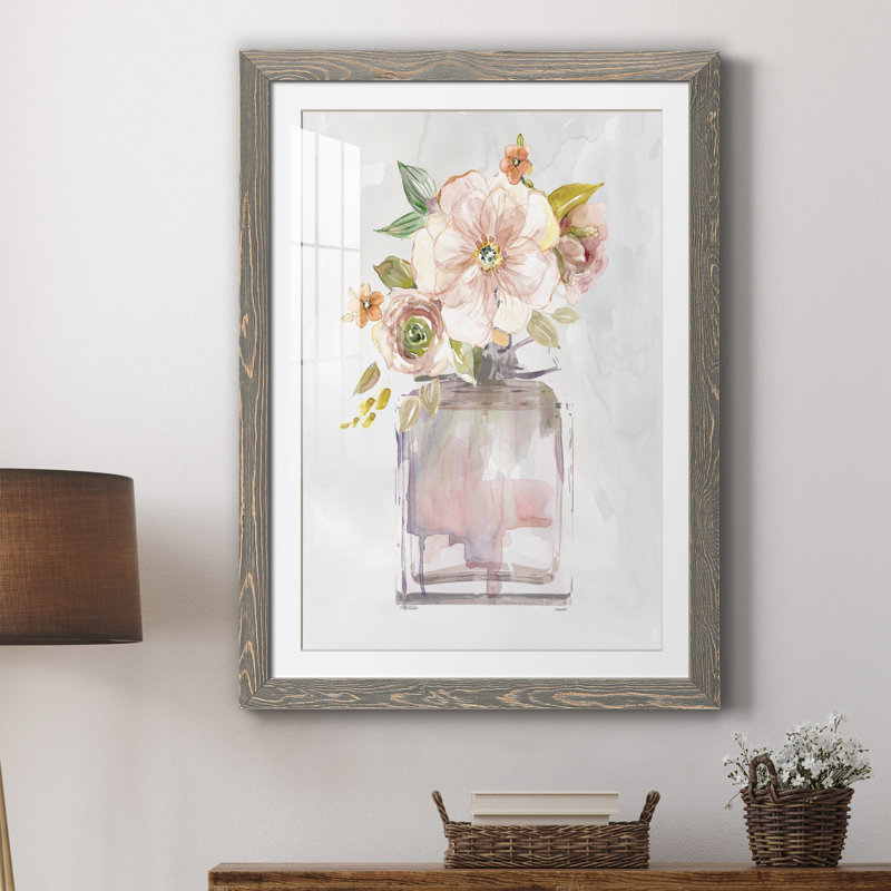 Mini Bouquet I - Peinture encadrée, H 31 po x l 44 po x P 1 po, Toile avec cadre gris