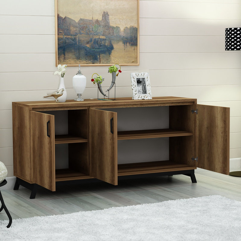 Console de 55,12 po de largeur, Noyer / noir