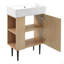 Meuble-lavabo en bois 21,6 po, armoire combinée, meuble de rangement pour salle de bain, lavabo simple en céramique, rangement à gauche-117193834-117193835