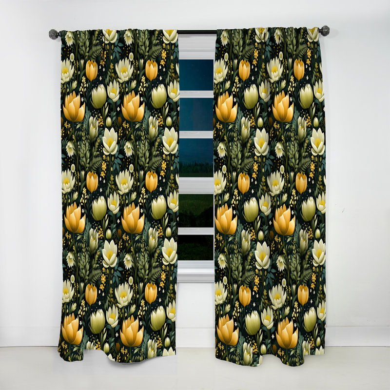 Botanical Bliss Boho Motif I - Rideau de velours bohémien - obscurcissant - 1 panneau, L 52 po x L 95 po