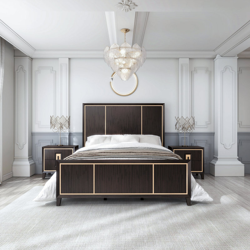 Ensemble de chambre à coucher Diane, Très grand lit, Trois articles : lit, deux tables de chevet