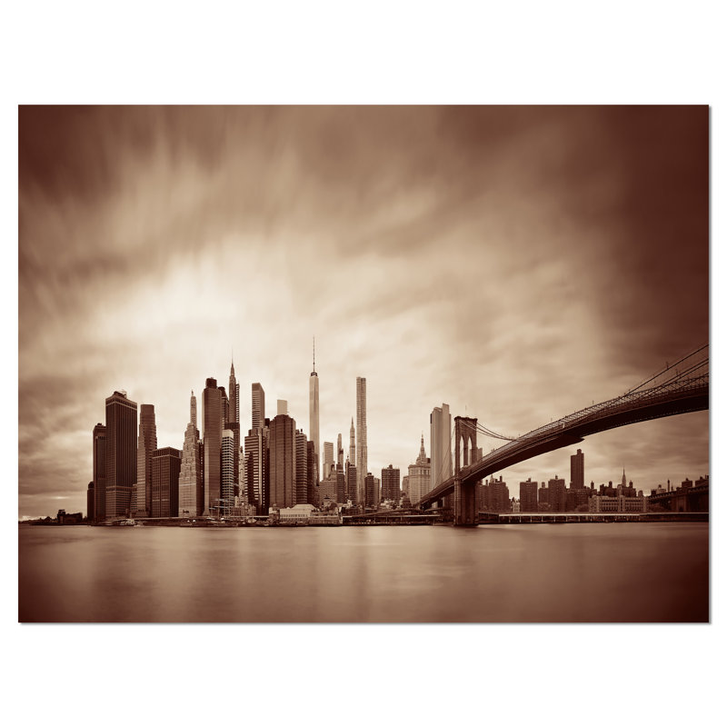 « manhattan financial district cityscape », art mural sur toile tendue, H 30 po x l 40 po x P 1 po