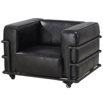 Chaise avec accoudoirs moderne en cuir Henry (2 couleurs disponibles)
