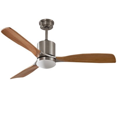 Ventilateur de plafond 52 pouces avec lumière et télécommande Ensemble de 3 ventilateurs de plafond encastrés à télécommande Nickel brossé, ventilateur de plafond moderne avec abat-jour en verre sablé