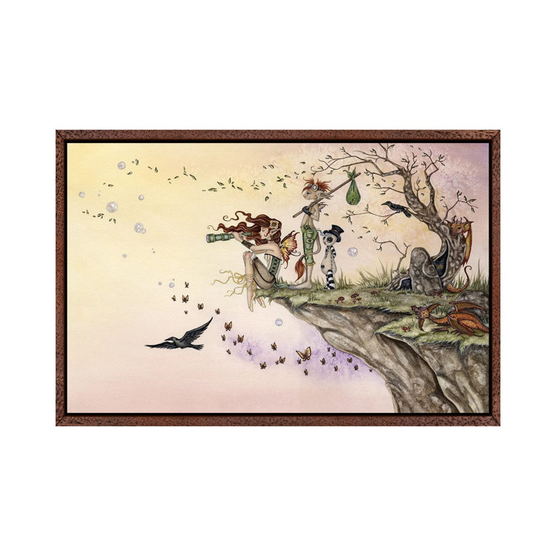 Where The Wind Takes You by Amy Brown - Print on Canvas, 45.72cm H x 66.04cm W x 3.81cm D, Classic Brown Wood Framed