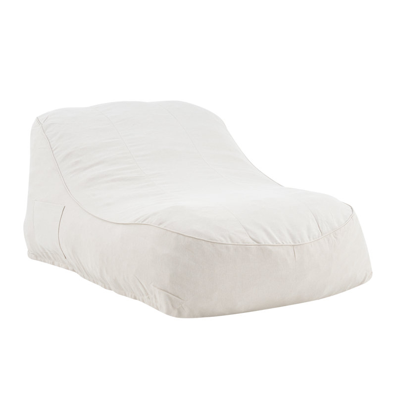 Calma Modern Minimalist Olefin Outdoor Bean Bag Daybed with Ergonomic Curved Design, Beige