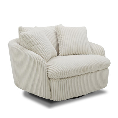 Brieona 47.5'' Wide Large Swivel Chair with 2 Toss Pillows
