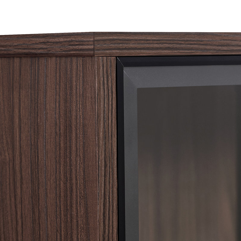 51.2'' Tall Lighted Display Cabinet With Tempered Glass Door, Metal Legs, Black/Brown