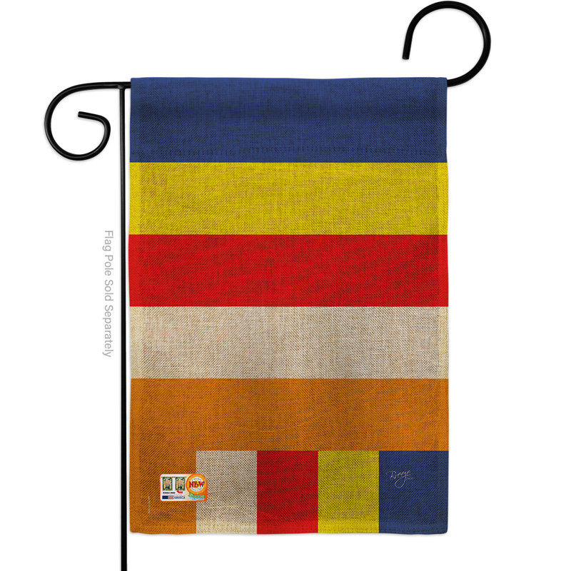 En toile jute 2 côtés 18,5 x 13 po bouddhiste drapeau de jardin