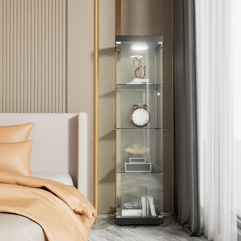 Vitrine à 4 niveaux avec porte verrouillable Jillion, Blanc