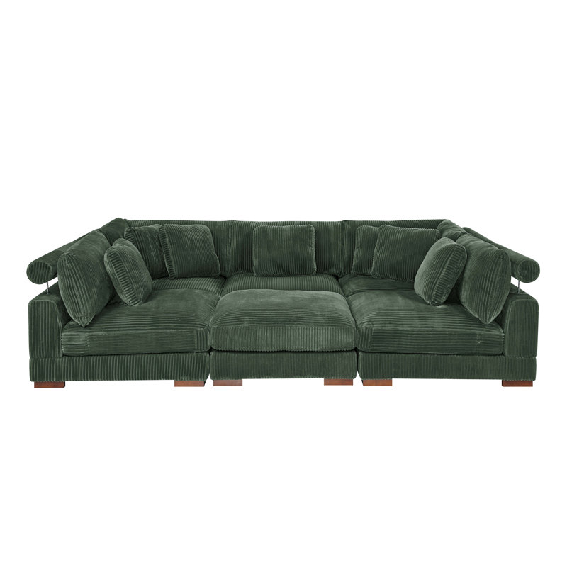 Barcombe Modular Corduroy Sectional, Dark Green Corduroy