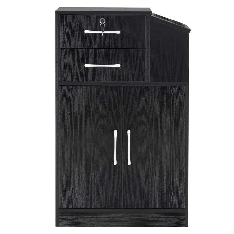 Armoire de rangement verrouillable avec porte-outils pour coiffeur, Noir