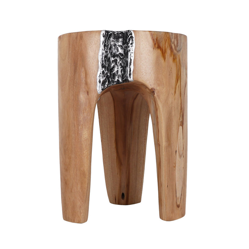 Tabouret d'appoint Adrik, Naturel / Argenté