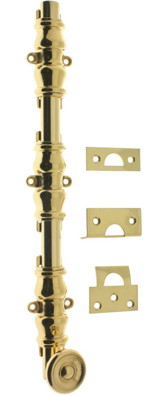 Solid Brass 18" Ornamental Bolt, Polished Brass