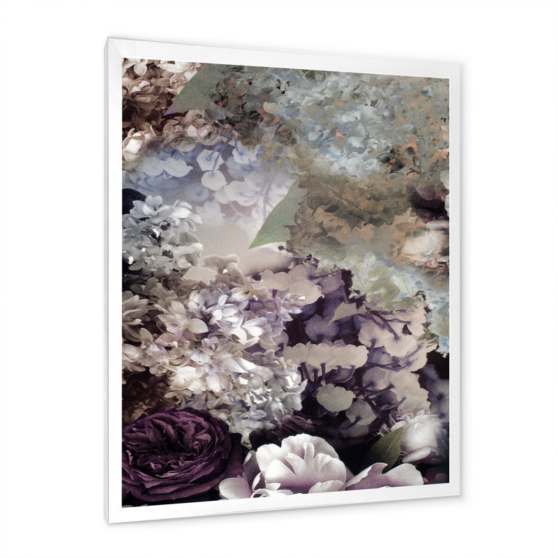 Tissu grung rose pâle en soie - reproduction sur toile, H 20 po x l 12 po, Cadre photo blanc