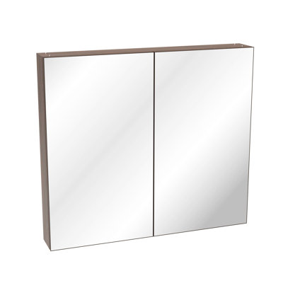 32*28 Wall - Mounted Medicine Mirror Cabinet, Aluminum Framework, Yellow+Coral, Silent Hinges, Flexible Storage Cabinet With Bathroom And Multiple Shelves, Alloy, Corrosion , Hinges