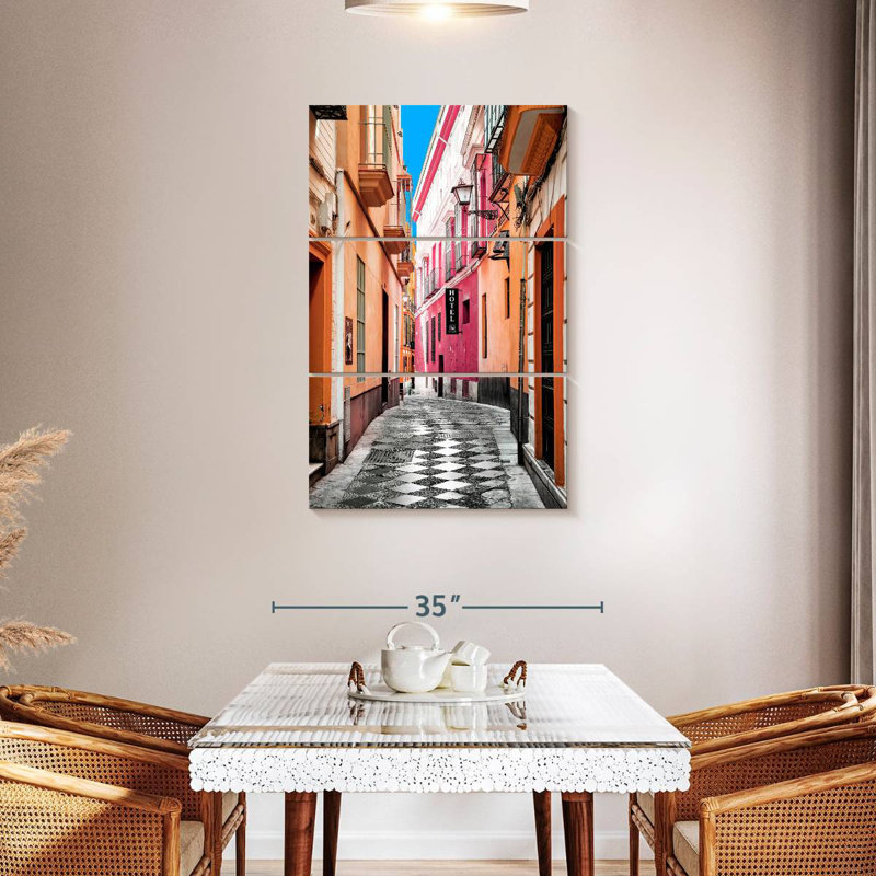 Rue piétonne colorée Sirci à Séville I, H 32 po x l 20 po
