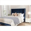 Lit plateforme tapissier grand velours bleu profond sans sommier tapissier tête de lit haute de 54 po pour la chambre à coucher