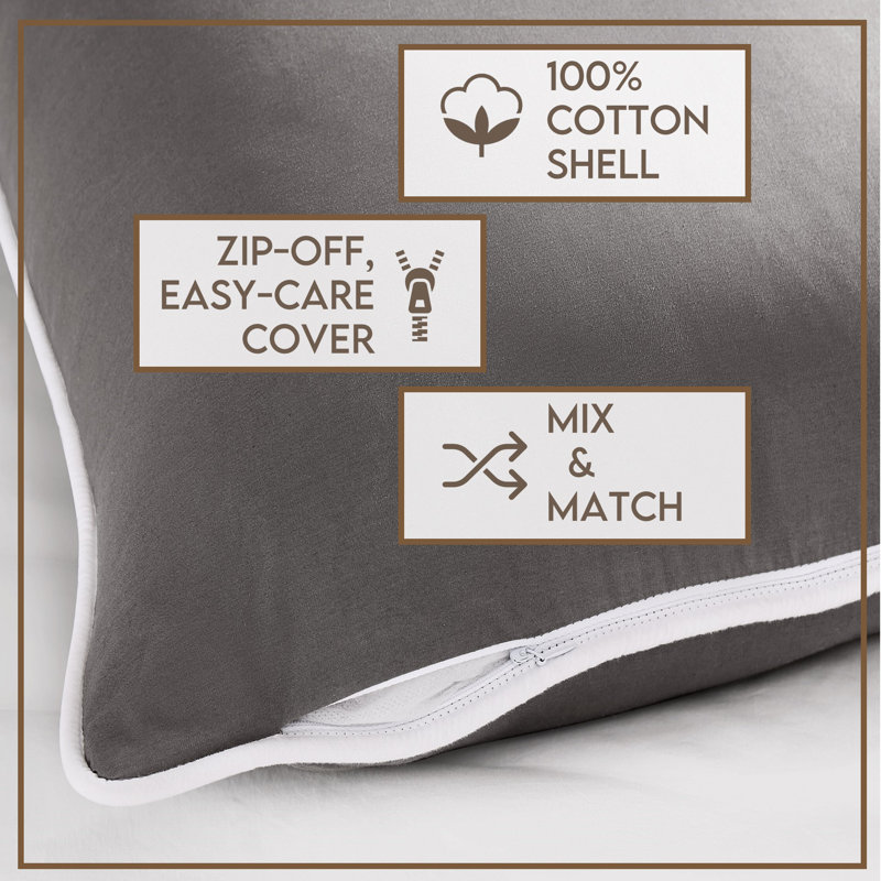 Coussin Brooklyn, Carré 20 po, Blanc / bordure bleu ciel