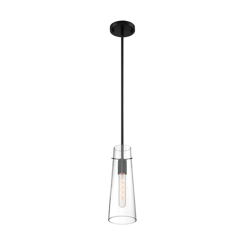 Luminaire suspendu cylindrique 1 lumière Gallen, Noir