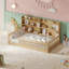 Lits jumeaux Montessori avec bibliothèque de rangement, en pin massif, chambre d'enfant moderne-845317328