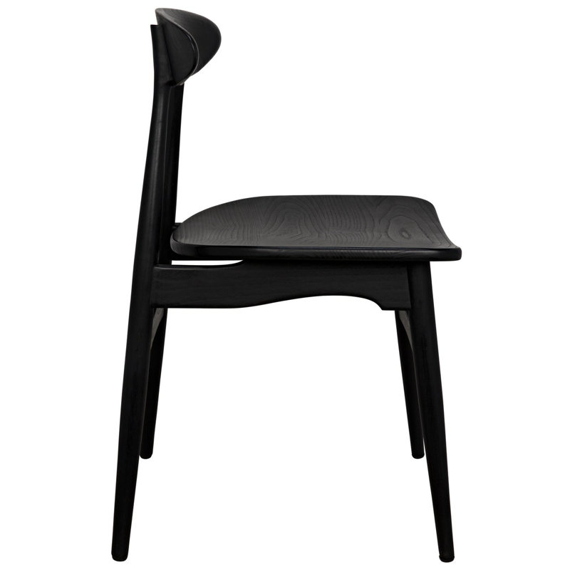 Surf Solid Wood Dining Chair, Charcoal Black