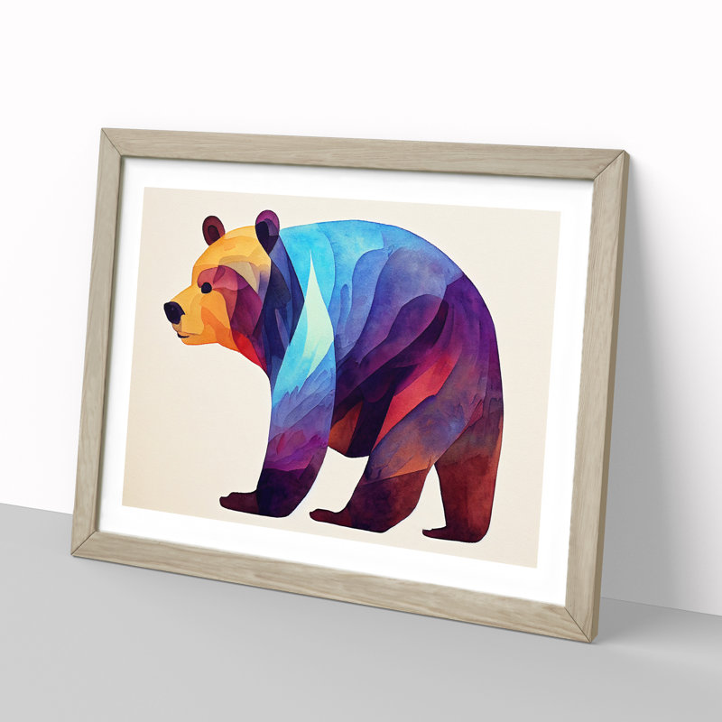 Watercolour Bear Vol.1 Abstract - Framed Print, Oak Framed, 34cm H x 46cm W x 2cm D
