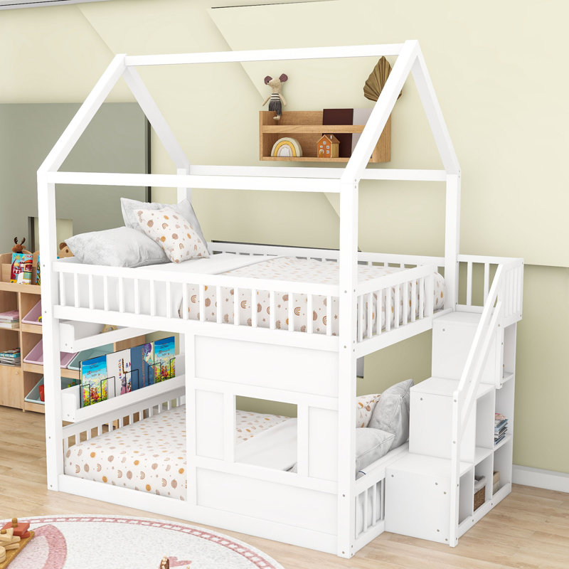 Lit maison avec éclairage à DEL intégré, Blanc