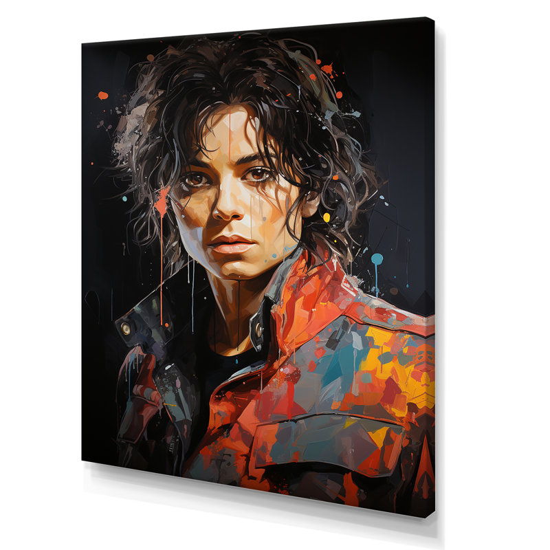Popart Jackson Portrait - Art mural sur toile_105780, Toile tendue, H 20 po x l 12 po x P 1 po
