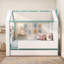 Structure de lit House avec lit gigogne, tablettes de rangement et éclairage DEL-921523736-921523738